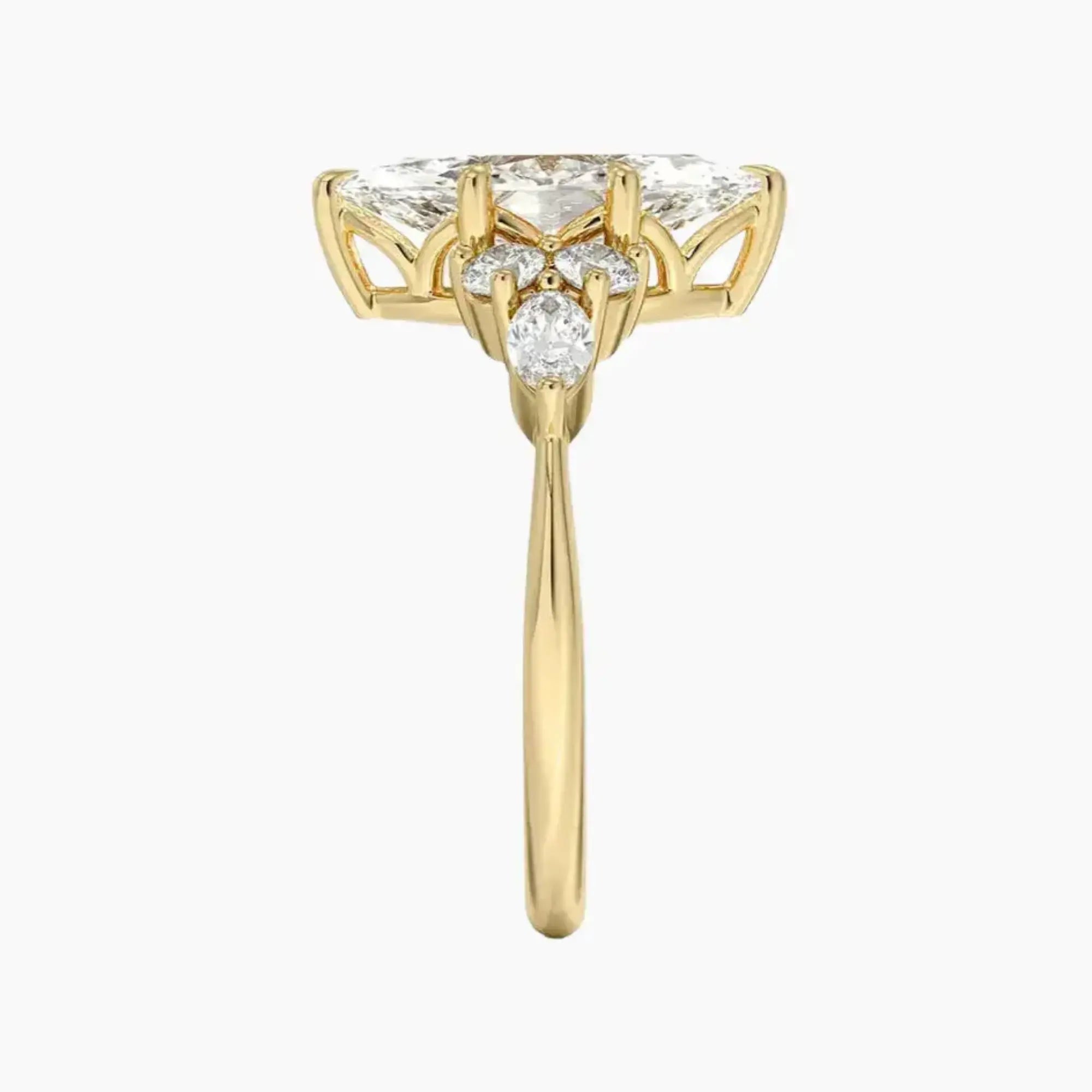 Ingrid Marquise Designer 2.5 Carat Lab Grown Diamond Engagement Ring in 18K Yellow Gold