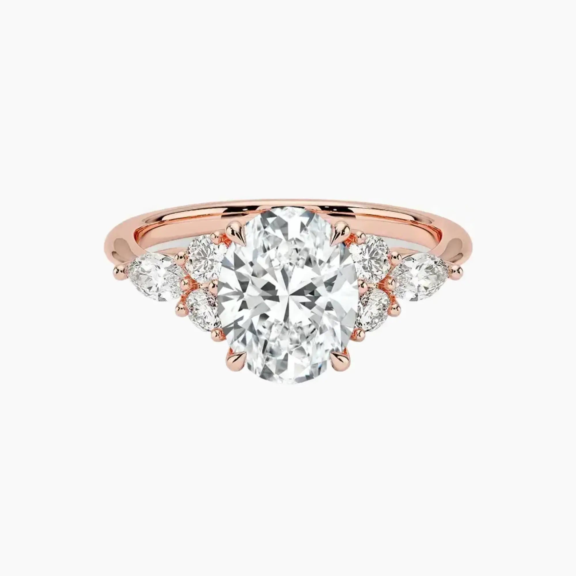 Ingrid Oval Designer 1 Carat Lab Grown Diamond Engagement Ring in 18K Rose Gold