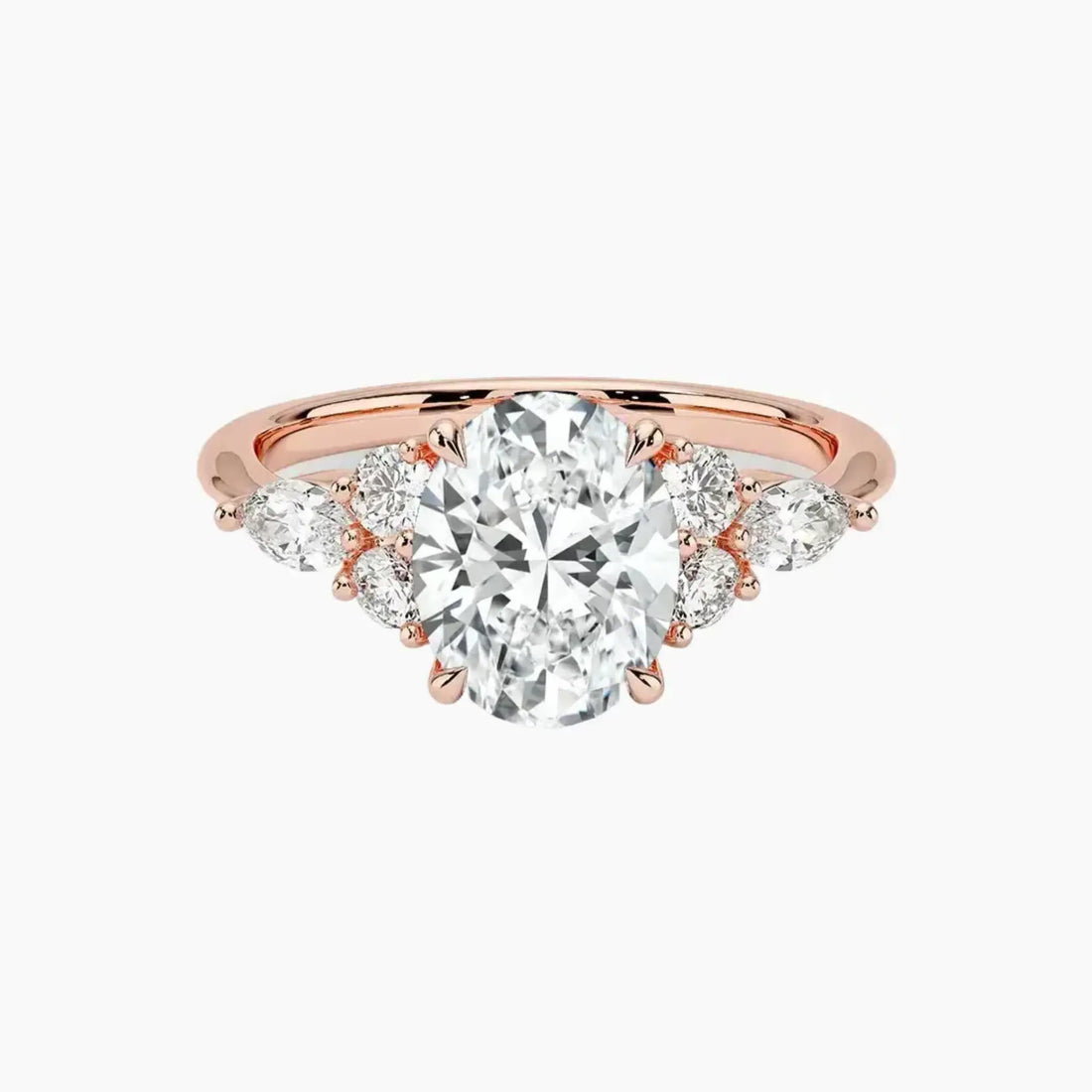 Ingrid Oval Designer 2 Carat Lab Grown Diamond Engagement Ring in 18K Rose Gold