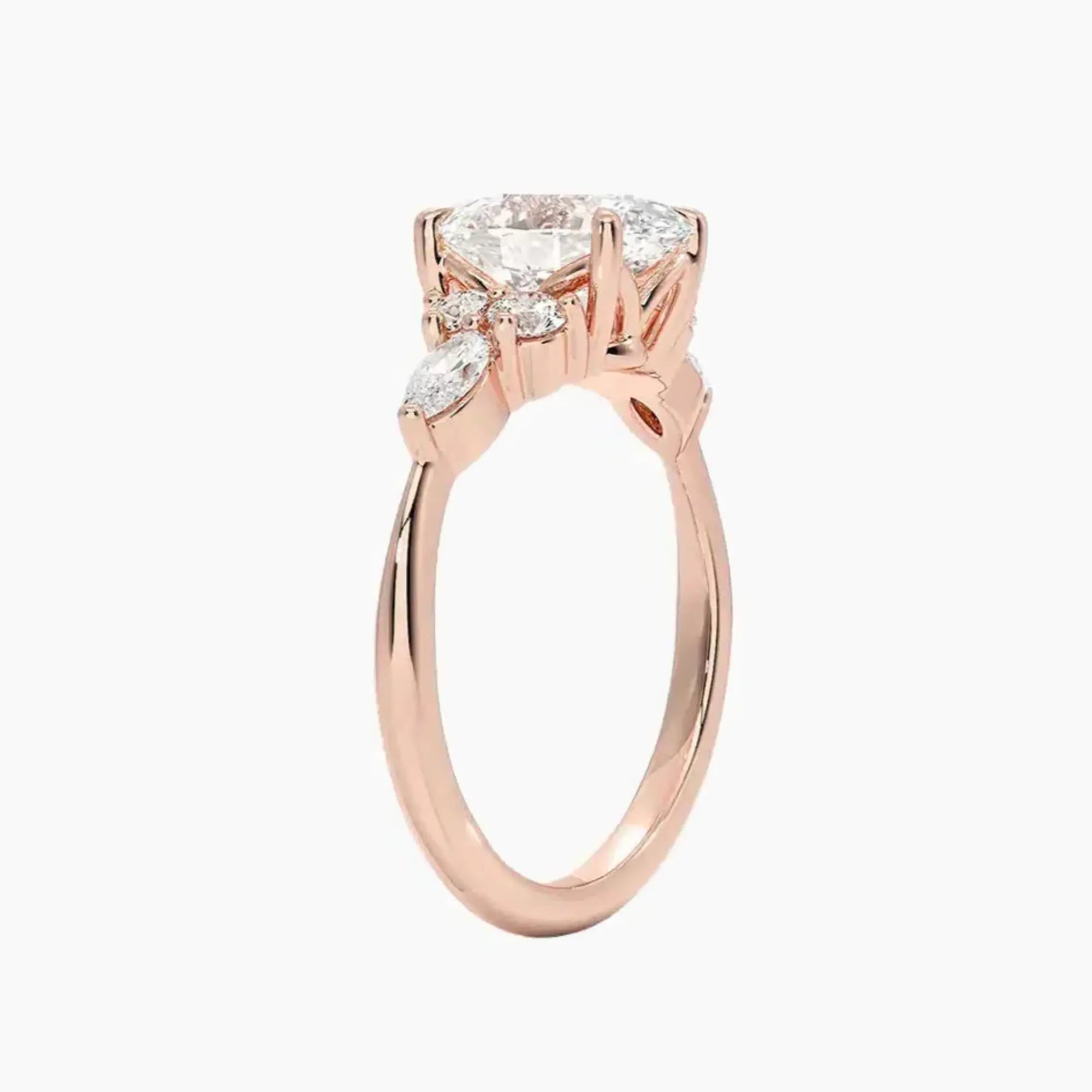 Ingrid Oval Designer 3 Carat Lab Grown Diamond Engagement Ring in 18K Rose Gold