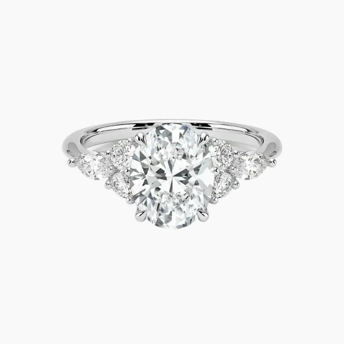 Ingrid Oval Designer 1.5 Carat Lab Grown Diamond Engagement Ring in 18K White Gold