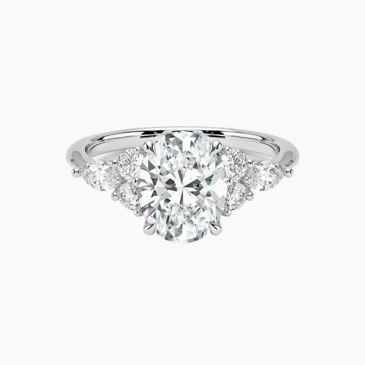 Ingrid Oval Designer 2 Carat Lab Grown Diamond Engagement Ring in 18K White Gold