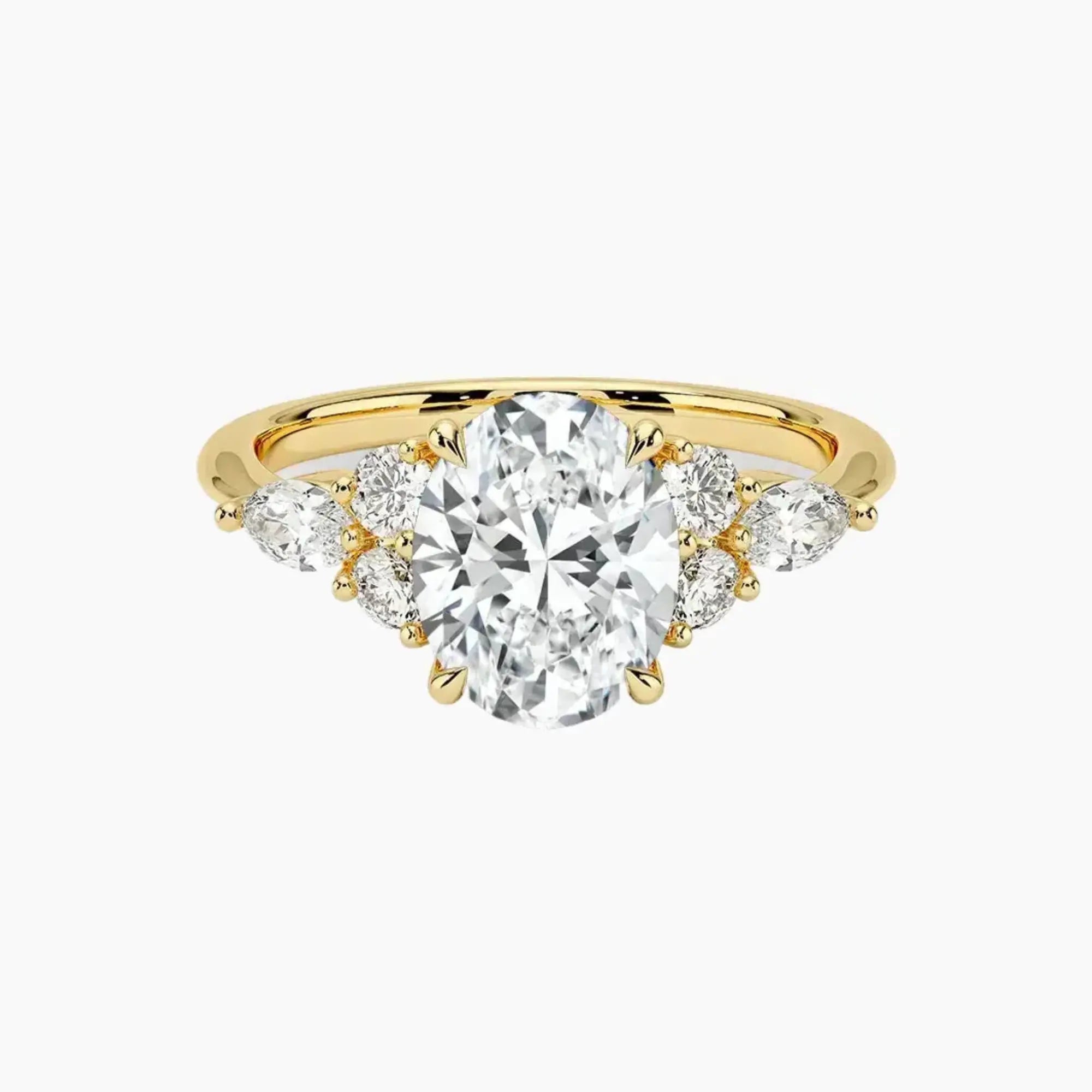 Ingrid Oval Designer 1.5 Carat Lab Grown Diamond Engagement Ring in 18K Yellow Gold