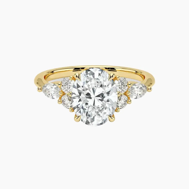 Ingrid Oval Designer 1.5 Carat Lab Grown Diamond Engagement Ring in 18K Yellow Gold