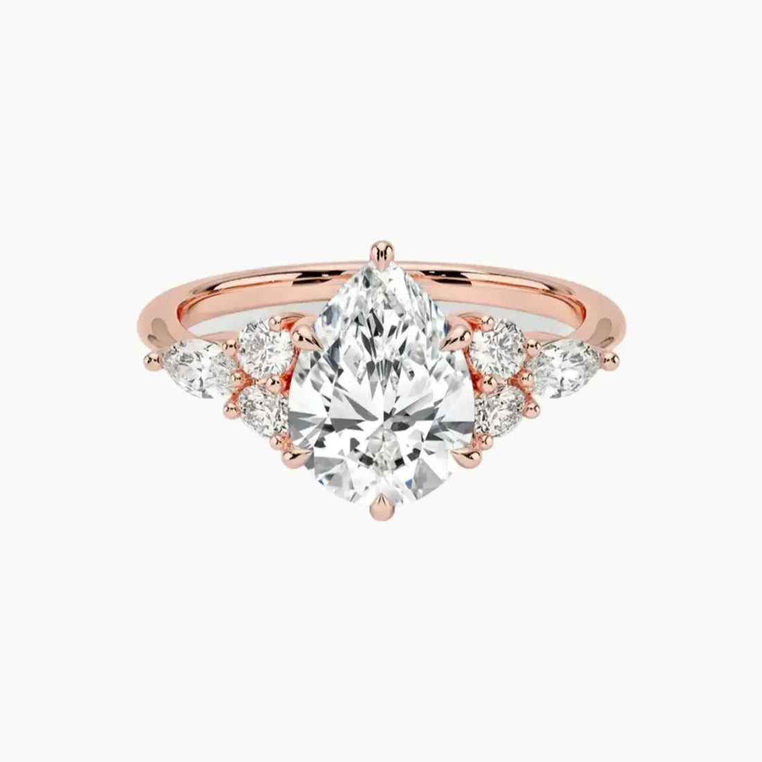 Ingrid Pear Designer Diamond Ring Setting in 14K Yellow Gold