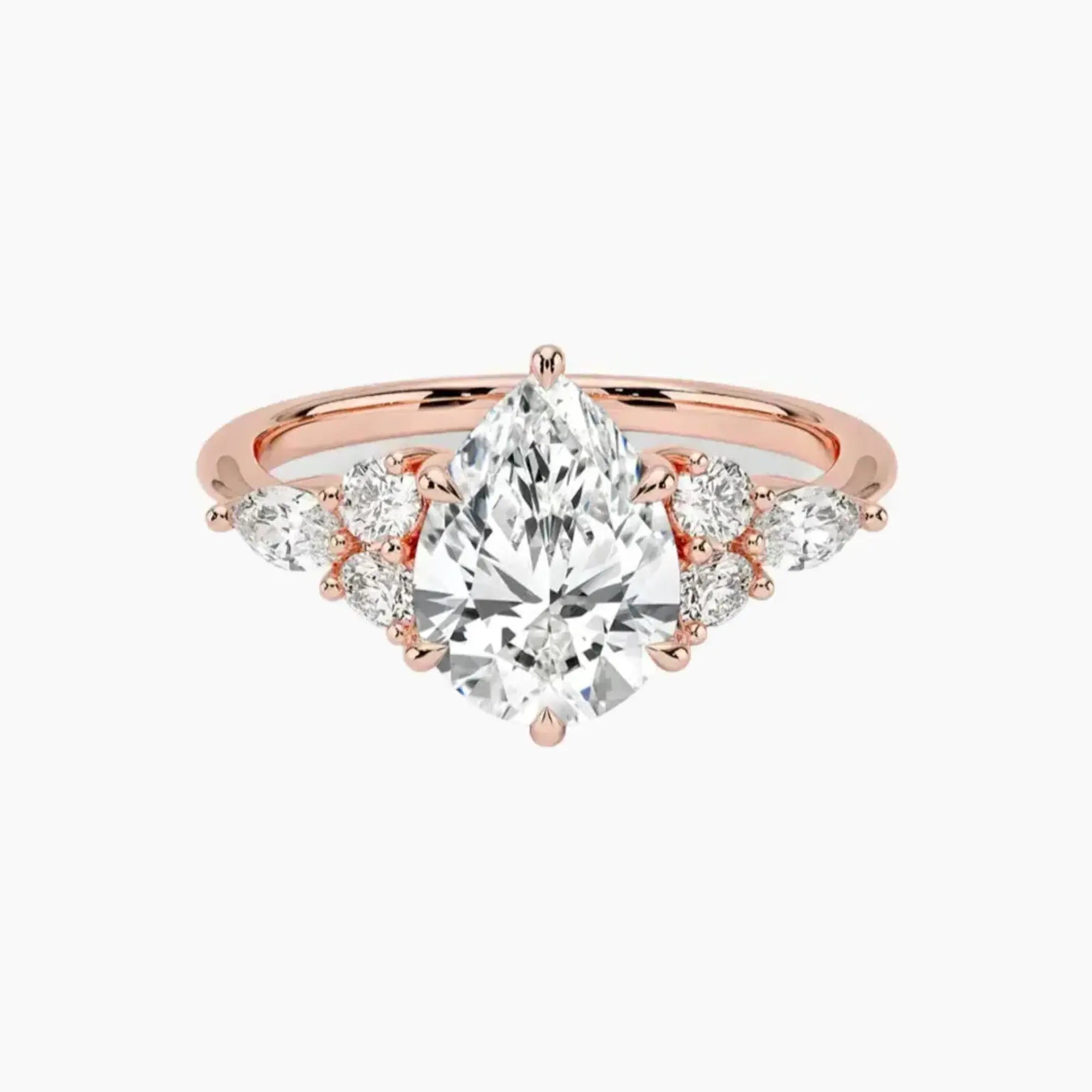 Ingrid Pear Designer 3 Carat Lab Grown Diamond Engagement Ring in 18K Yellow Gold