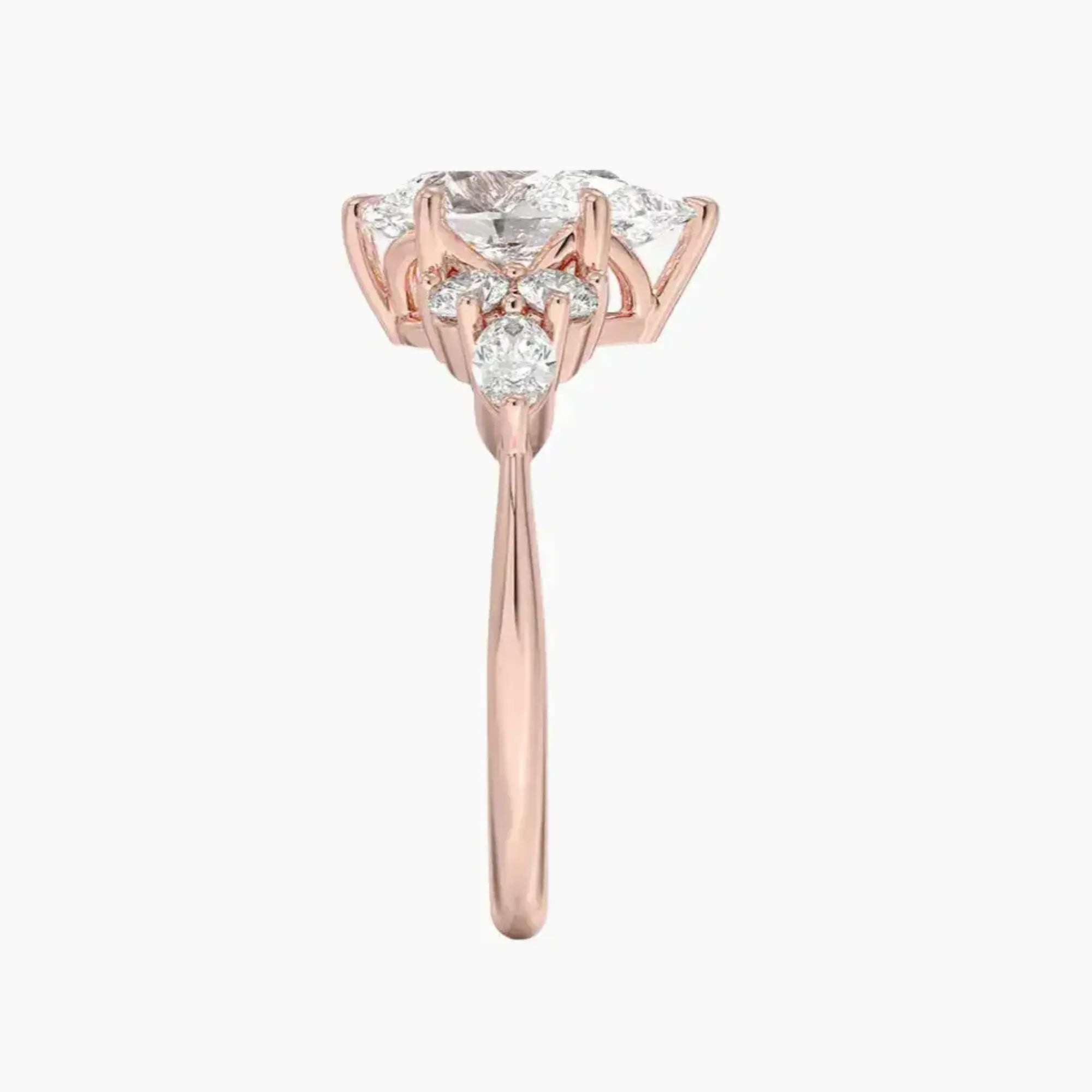 Ingrid Pear Designer Diamond Ring Setting in 18K Rose Gold