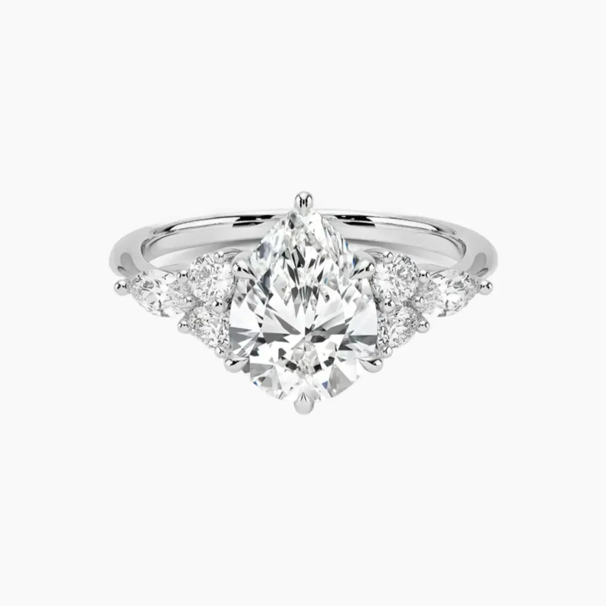 Ingrid Pear Designer 2 Carat Lab Grown Diamond Engagement Ring in 14K Rose Gold