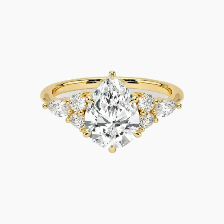 Ingrid Pear Designer 1 Carat Lab Grown Diamond Engagement Ring in 18K Yellow Gold