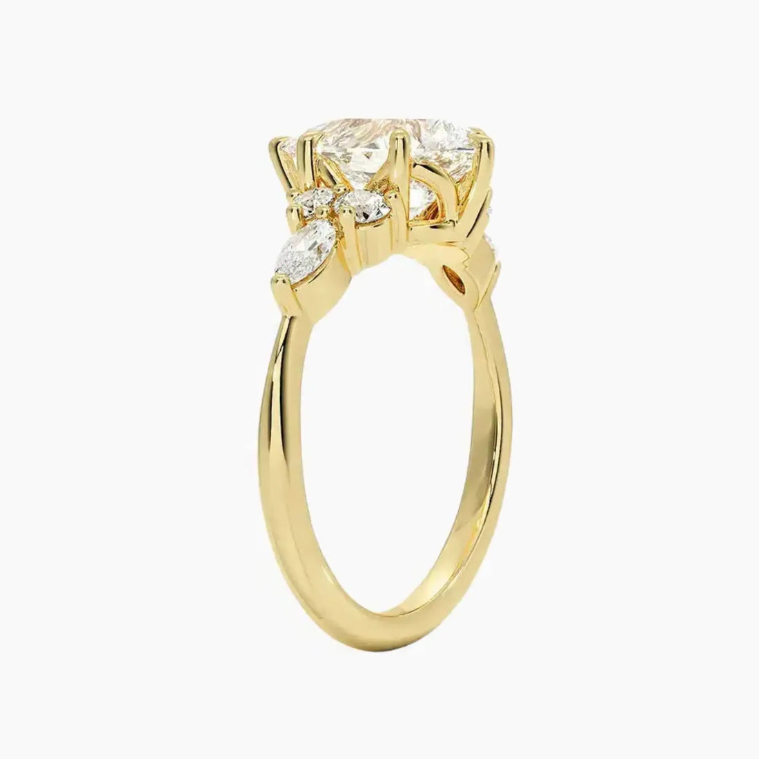 Ingrid Pear Designer 2.5 Carat Lab Grown Diamond Engagement Ring in 18K Yellow Gold