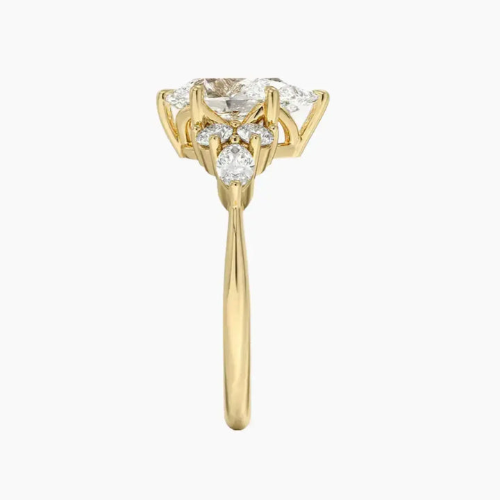 Ingrid Pear Designer 3 Carat Lab Grown Diamond Engagement Ring in 18K Rose Gold
