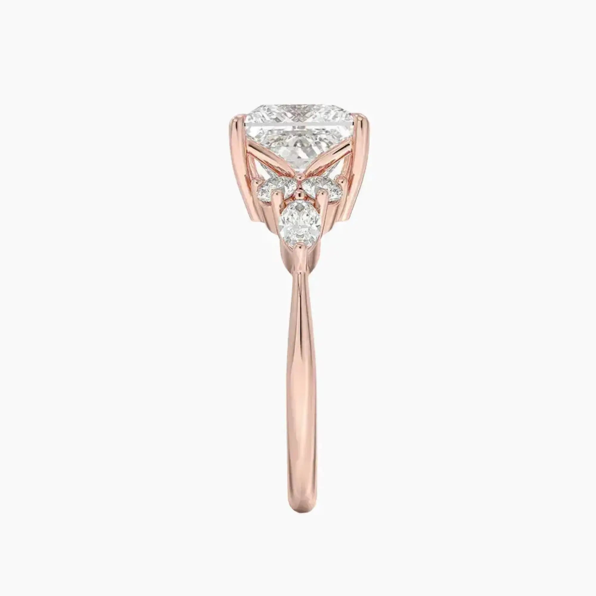 Ingrid Princess Designer Diamond Ring Setting in 18K Rose Gold