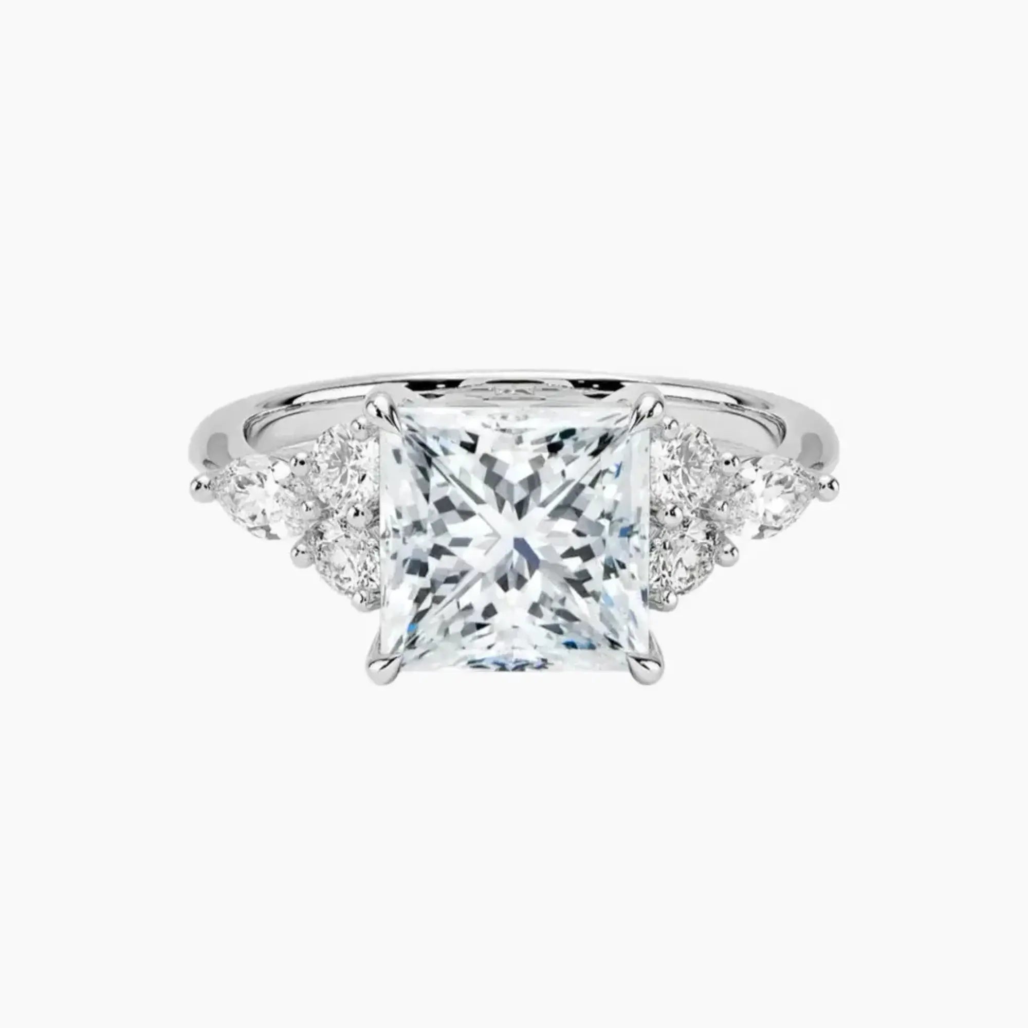 Ingrid Princess Designer Diamond Ring Setting in 18K Rose Gold