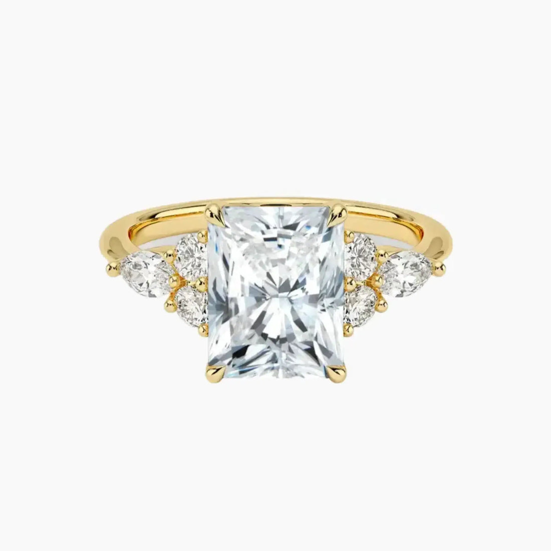 Ingrid Radiant Designer 3 Carat Lab Grown Diamond Engagement Ring in 14K Yellow Gold