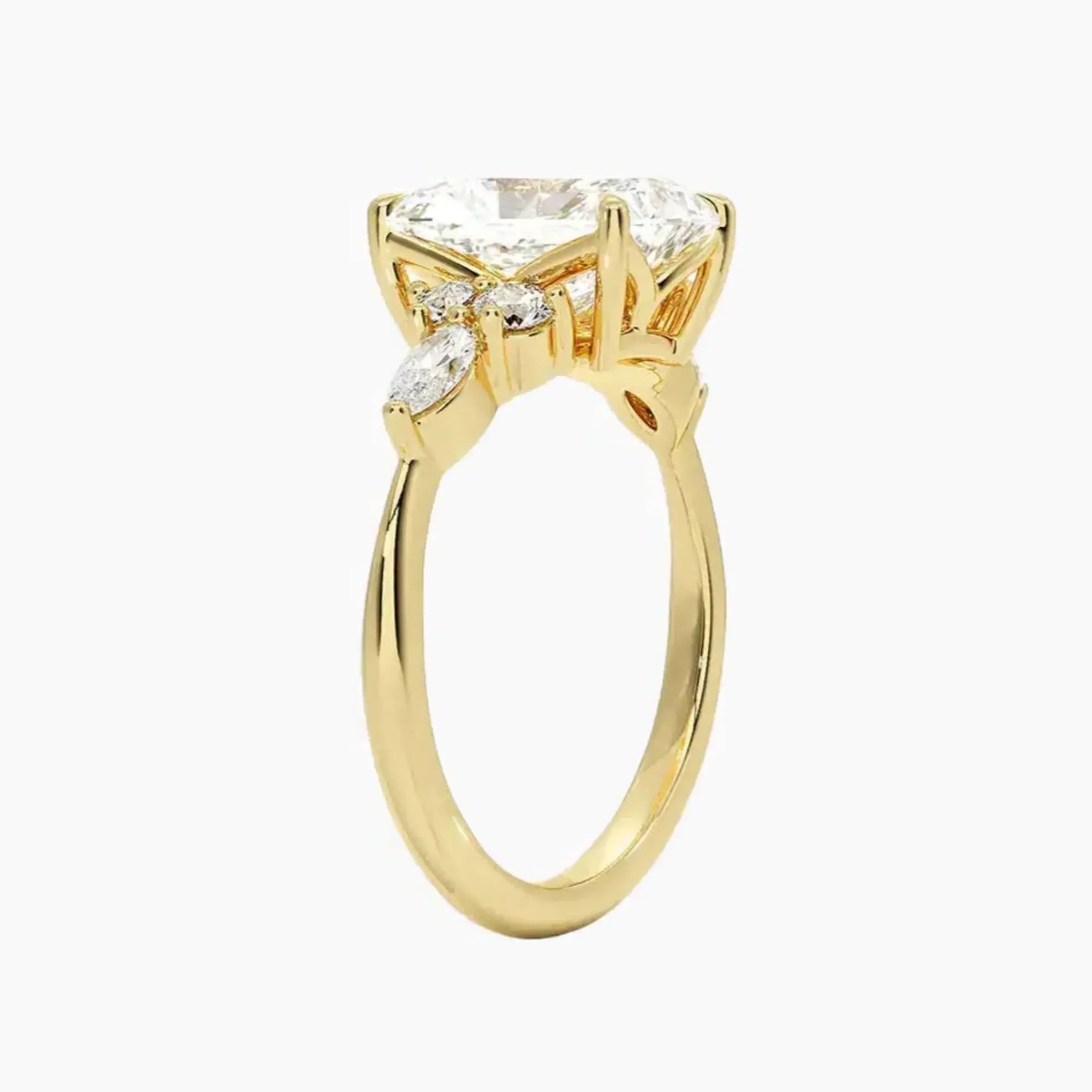 Ingrid Radiant Designer 2.5 Carat Lab Grown Diamond Engagement Ring in 14K Yellow Gold