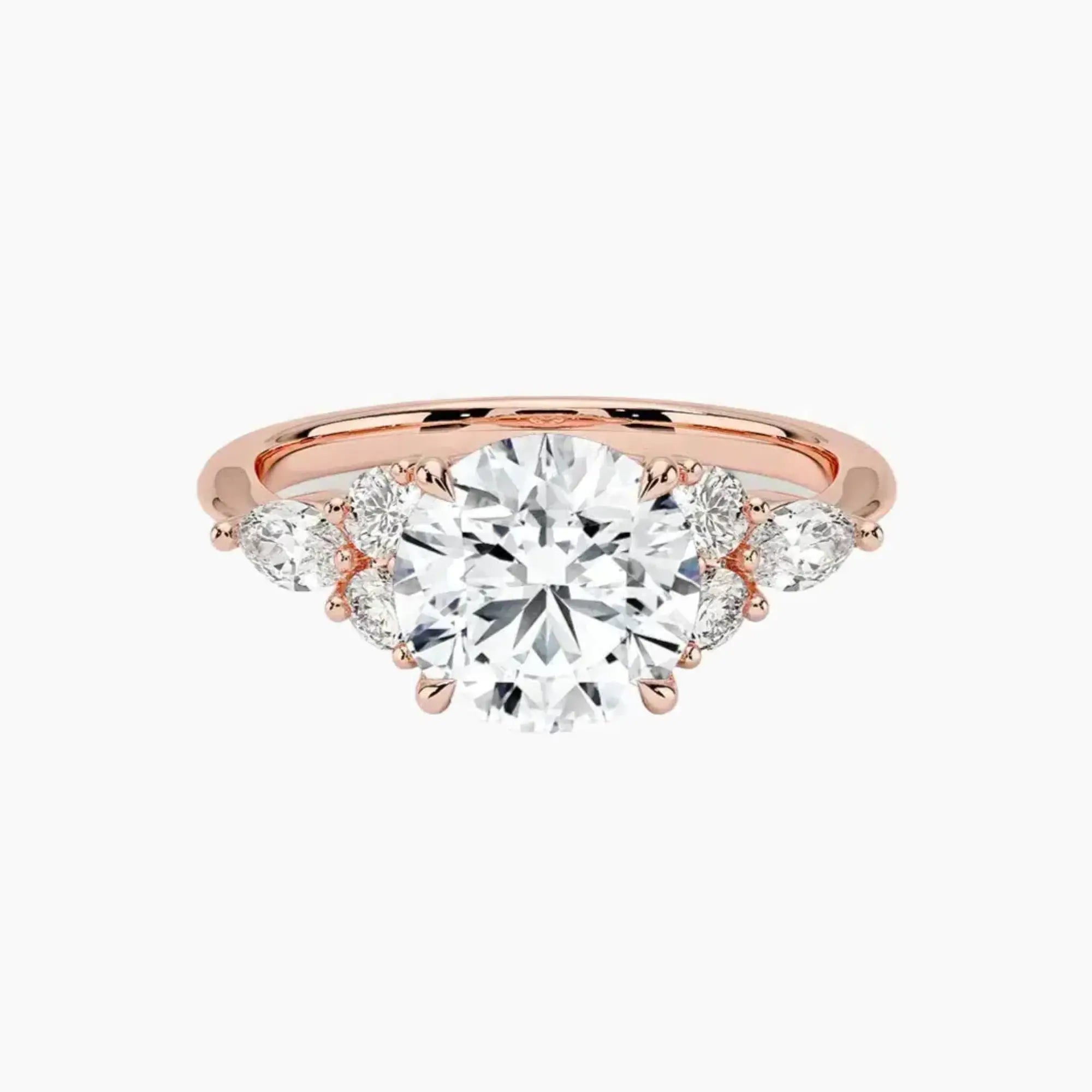 Ingrid Round Designer Diamond Ring Setting in 18K Rose Gold