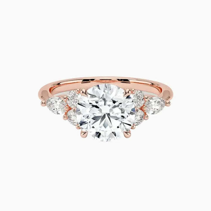 Ingrid Round Designer 2 Carat Lab Grown Diamond Engagement Ring in 18K Rose Gold