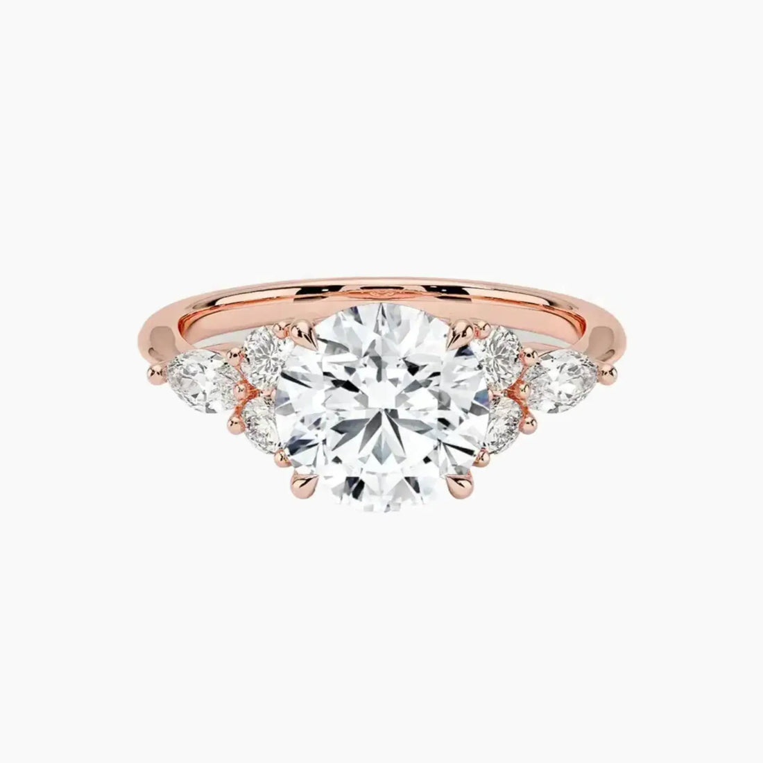 Ingrid Round Designer 3 Carat Lab Grown Diamond Engagement Ring in 14K White Gold