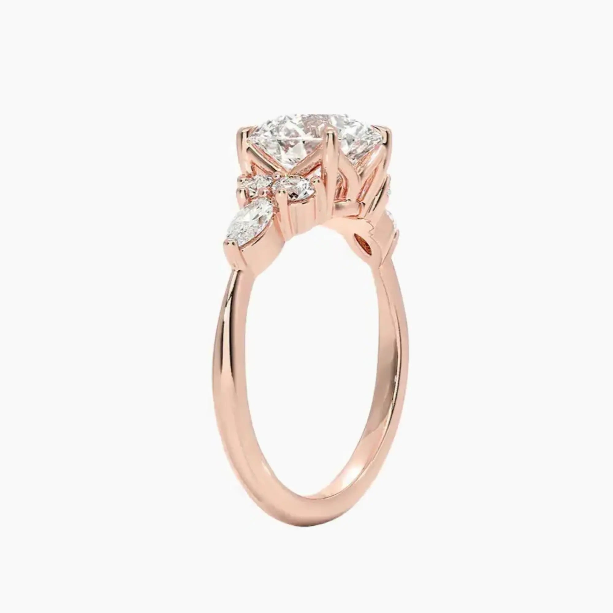 Ingrid Round Designer 3 Carat Lab Grown Diamond Engagement Ring in 14K White Gold