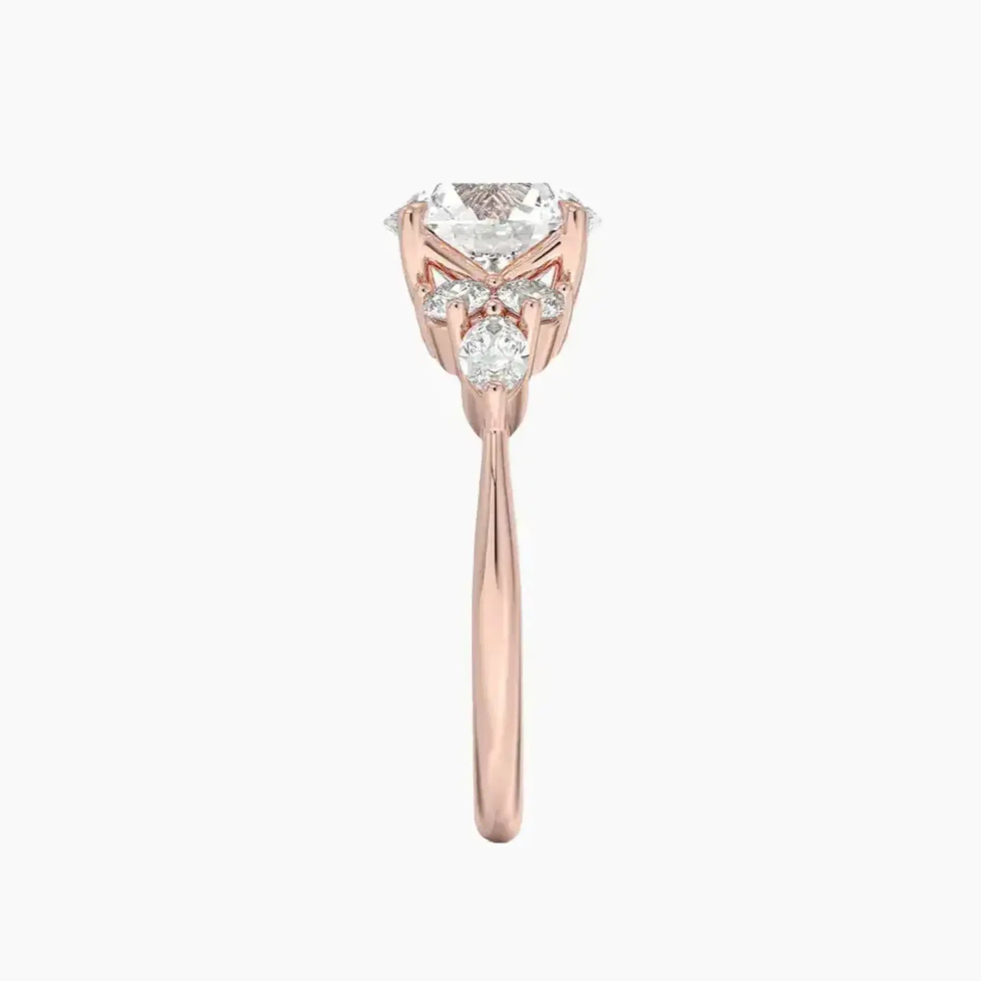 Ingrid Round Designer Diamond Ring Setting in 18K Rose Gold