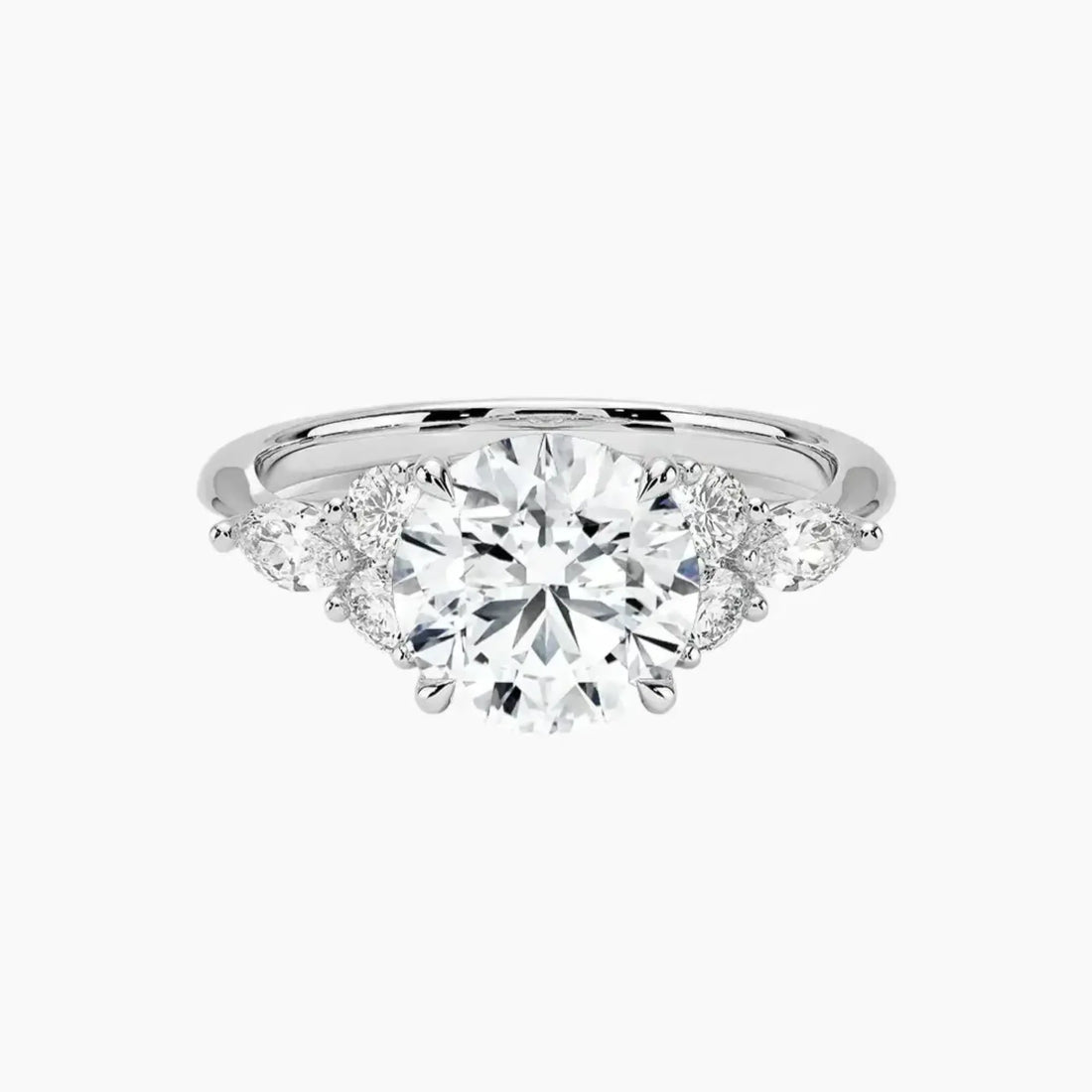 Ingrid Round Designer 3 Carat Lab Grown Diamond Engagement Ring in 18K White Gold