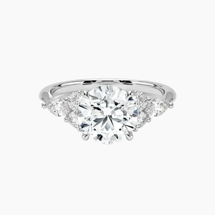 Ingrid Round Designer 1 Carat Lab Grown Diamond Engagement Ring in 18K White Gold