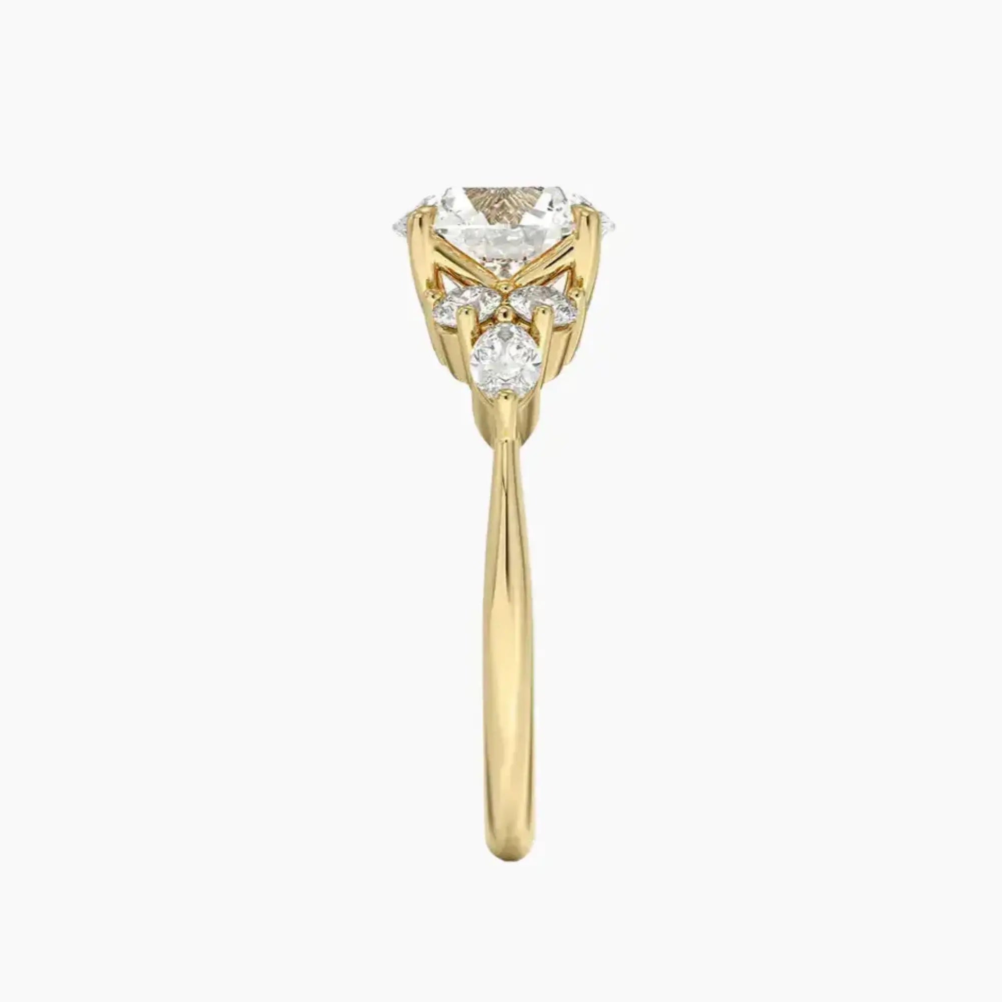 Ingrid Round Designer Diamond Ring Setting in 18K Yellow Gold
