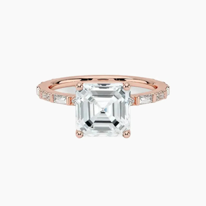 Evelina Asscher Designer 2 Carat Lab Grown Diamond Engagement Ring in 14K Rose Gold