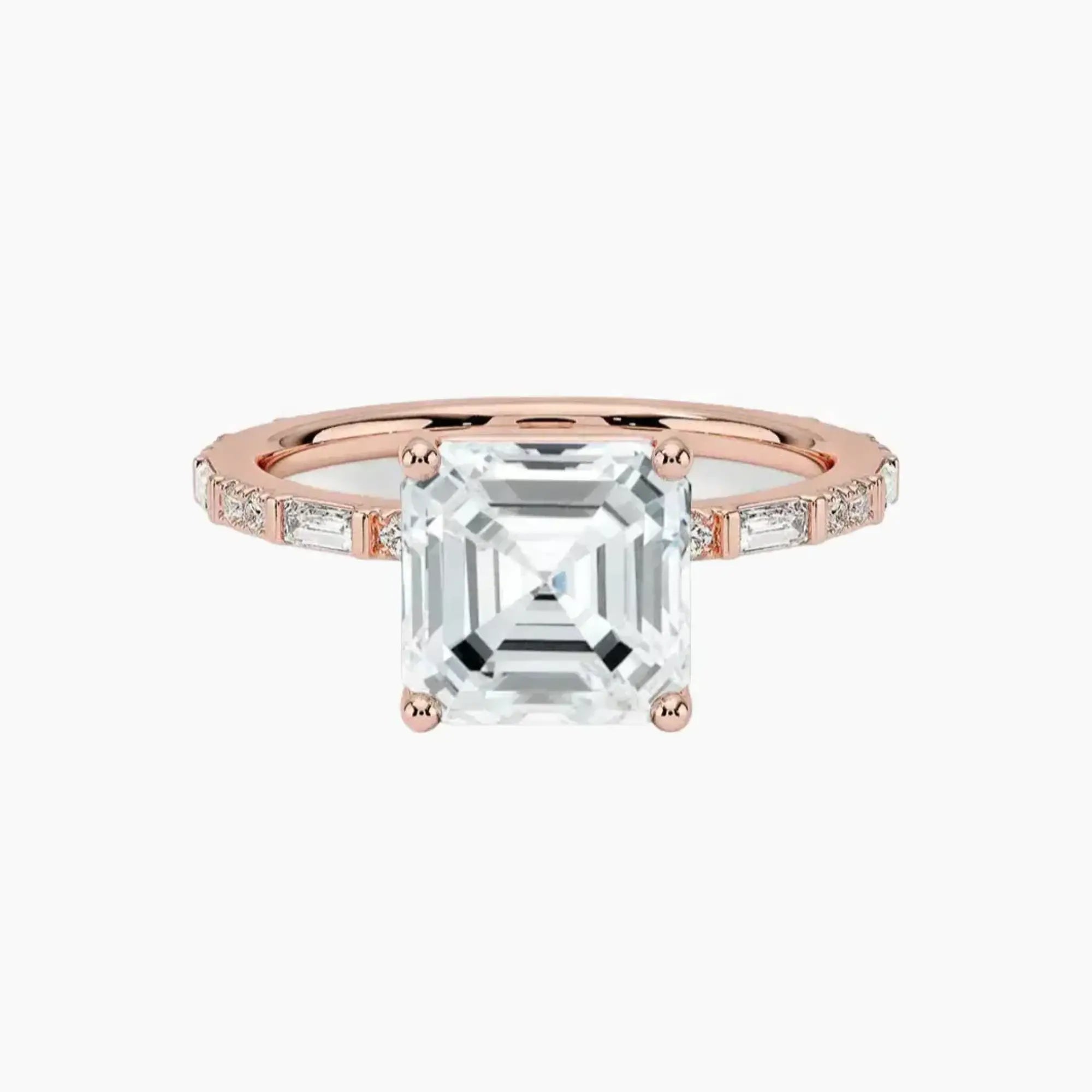 Evelina Asscher Designer 2.5 Carat Lab Grown Diamond Engagement Ring in 14K Rose Gold
