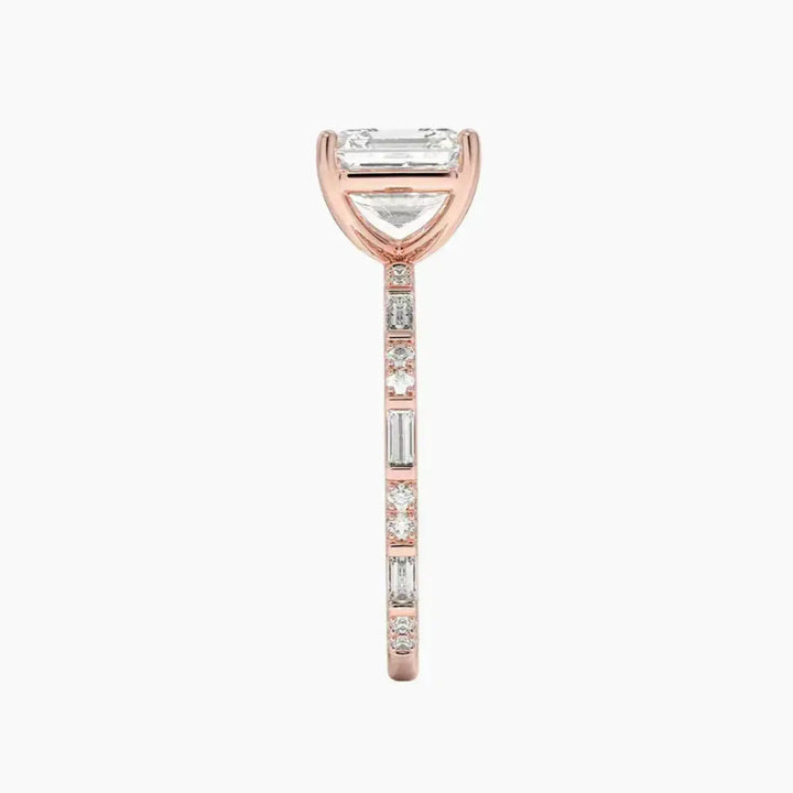Evelina Asscher Designer 3 Carat Lab Grown Diamond Engagement Ring in 14K White Gold