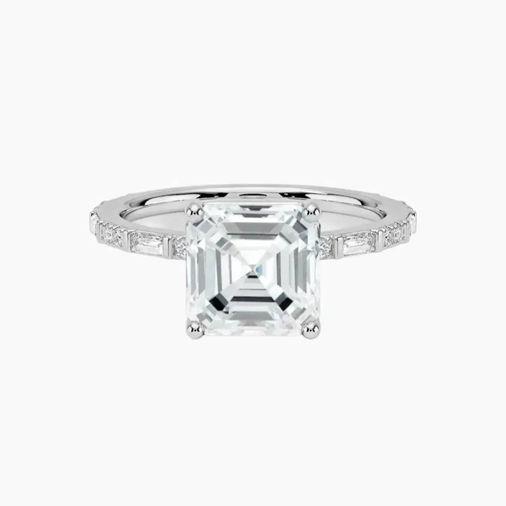 Evelina Asscher Designer 1 Carat Lab Grown Diamond Engagement Ring in 18K White Gold