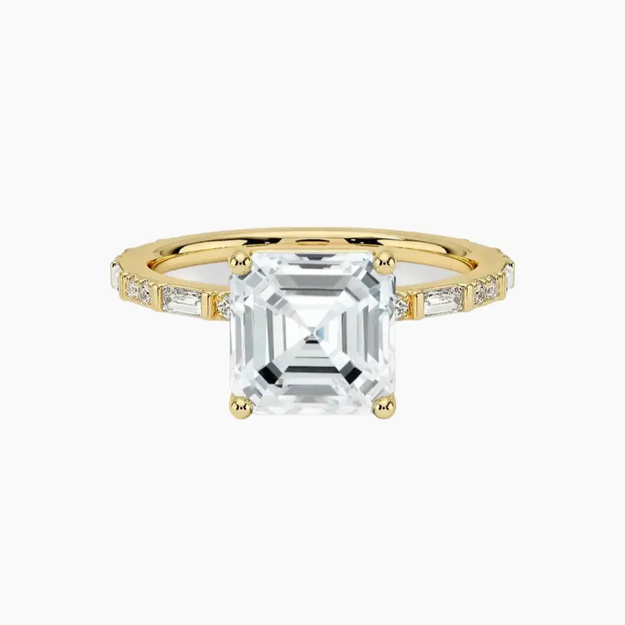 Evelina Asscher Designer 3 Carat Lab Grown Diamond Engagement Ring in 18K Rose Gold