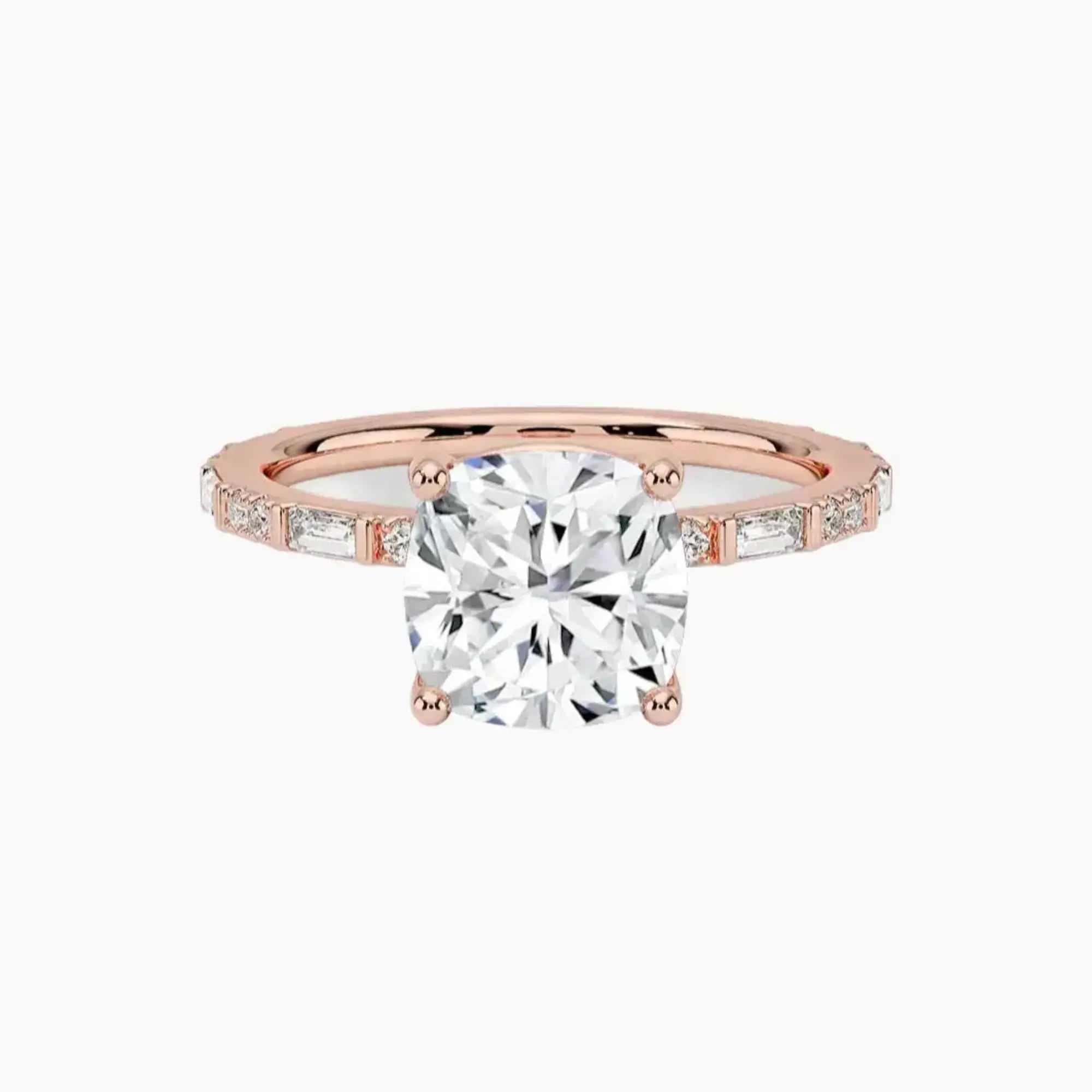 Evelina Cushion Designer 1.5 Carat Lab Grown Diamond Engagement Ring in 18K Rose Gold