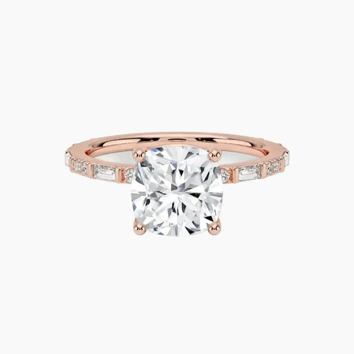 Evelina Cushion Designer 1.5 Carat Lab Grown Diamond Engagement Ring in 18K Rose Gold