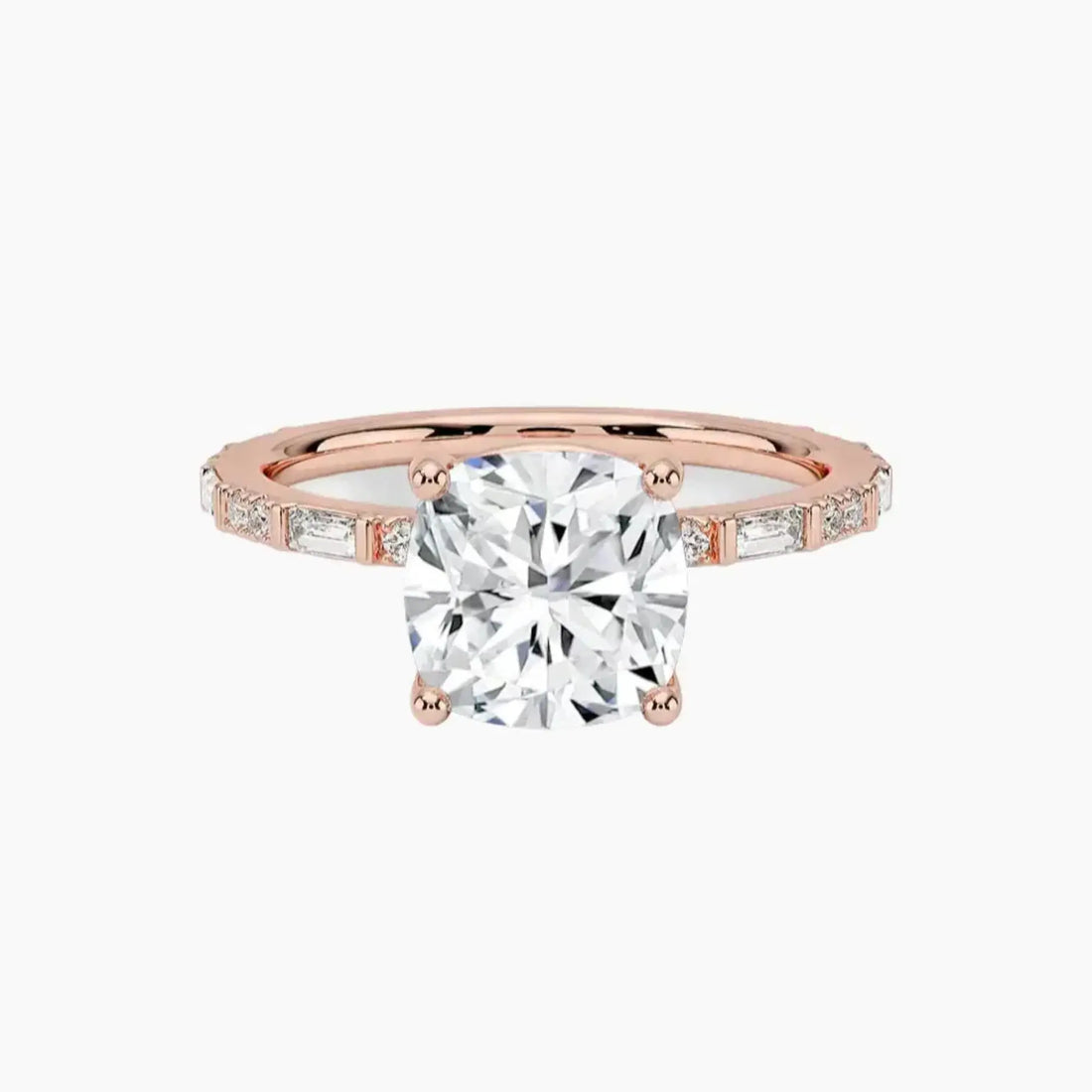 Evelina Cushion Designer 1 Carat Lab Grown Diamond Engagement Ring in 18K Yellow Gold