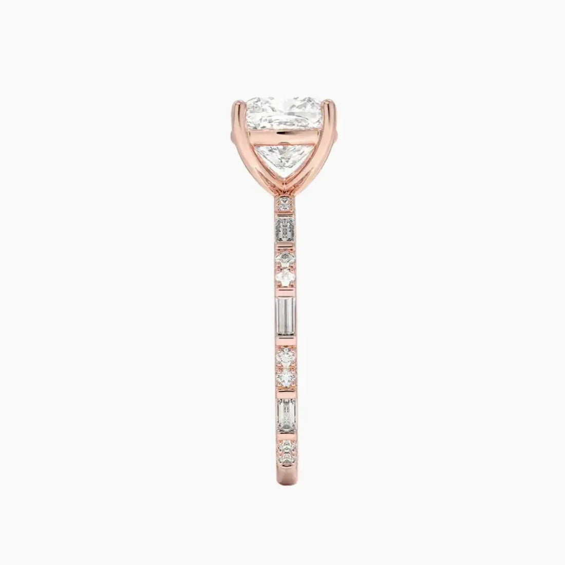 Evelina Cushion Designer 2 Carat Lab Grown Diamond Engagement Ring in 14K Rose Gold