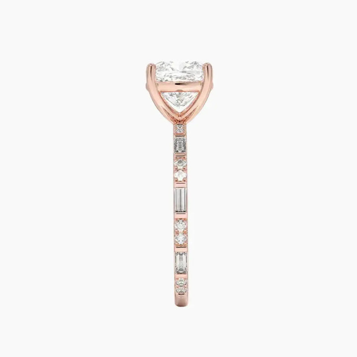 Evelina Cushion Designer 2 Carat Lab Grown Diamond Engagement Ring in 18K Yellow Gold