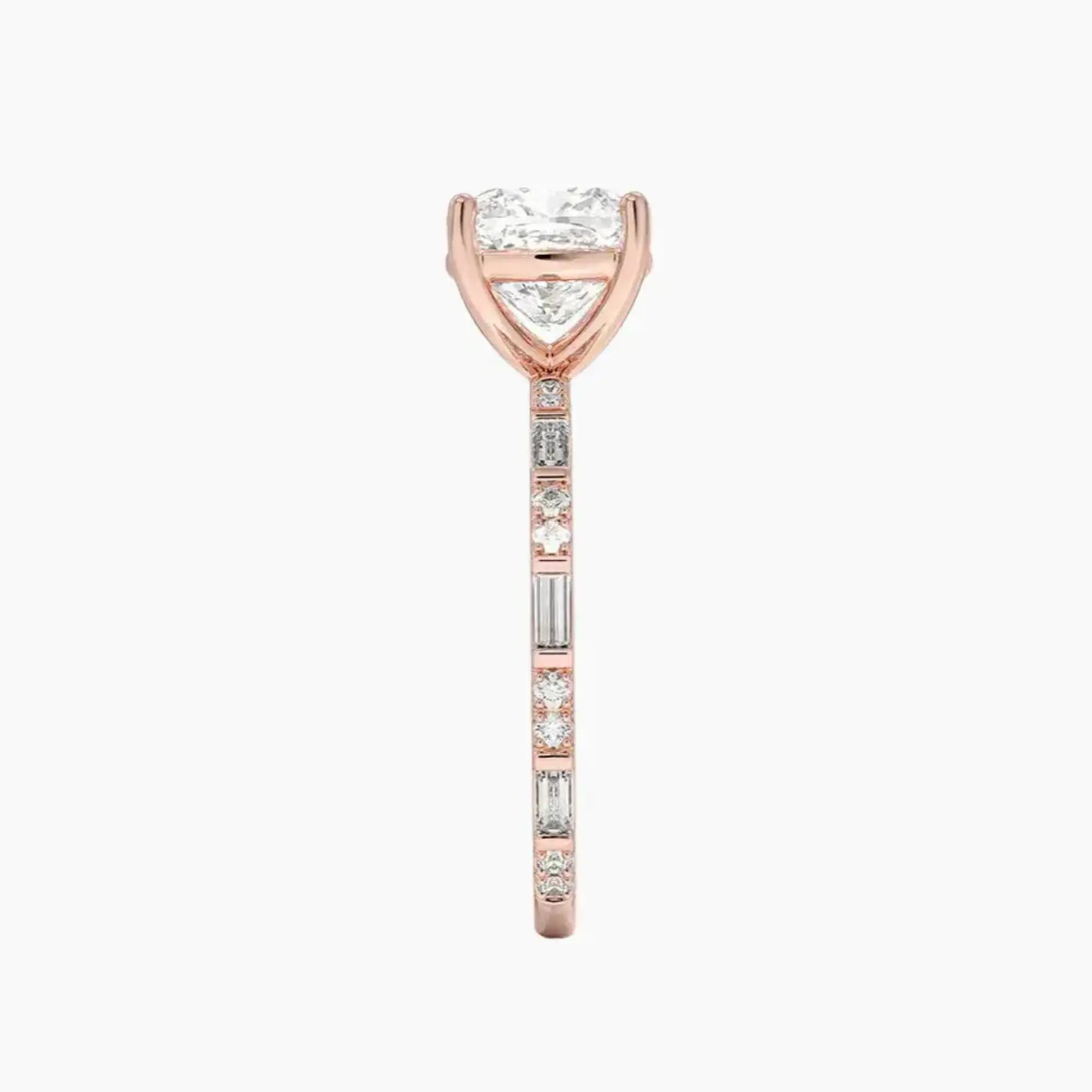 Evelina Cushion Designer 2 Carat Lab Grown Diamond Engagement Ring in 14K Yellow Gold