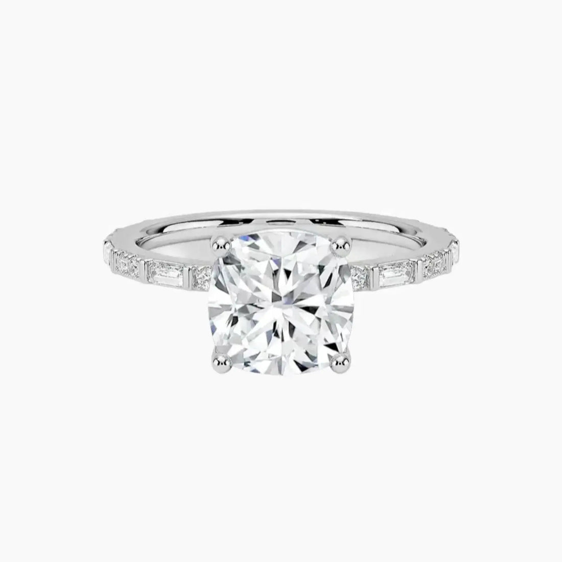 Evelina Cushion Designer 1 Carat Lab Grown Diamond Engagement Ring in 18K White Gold