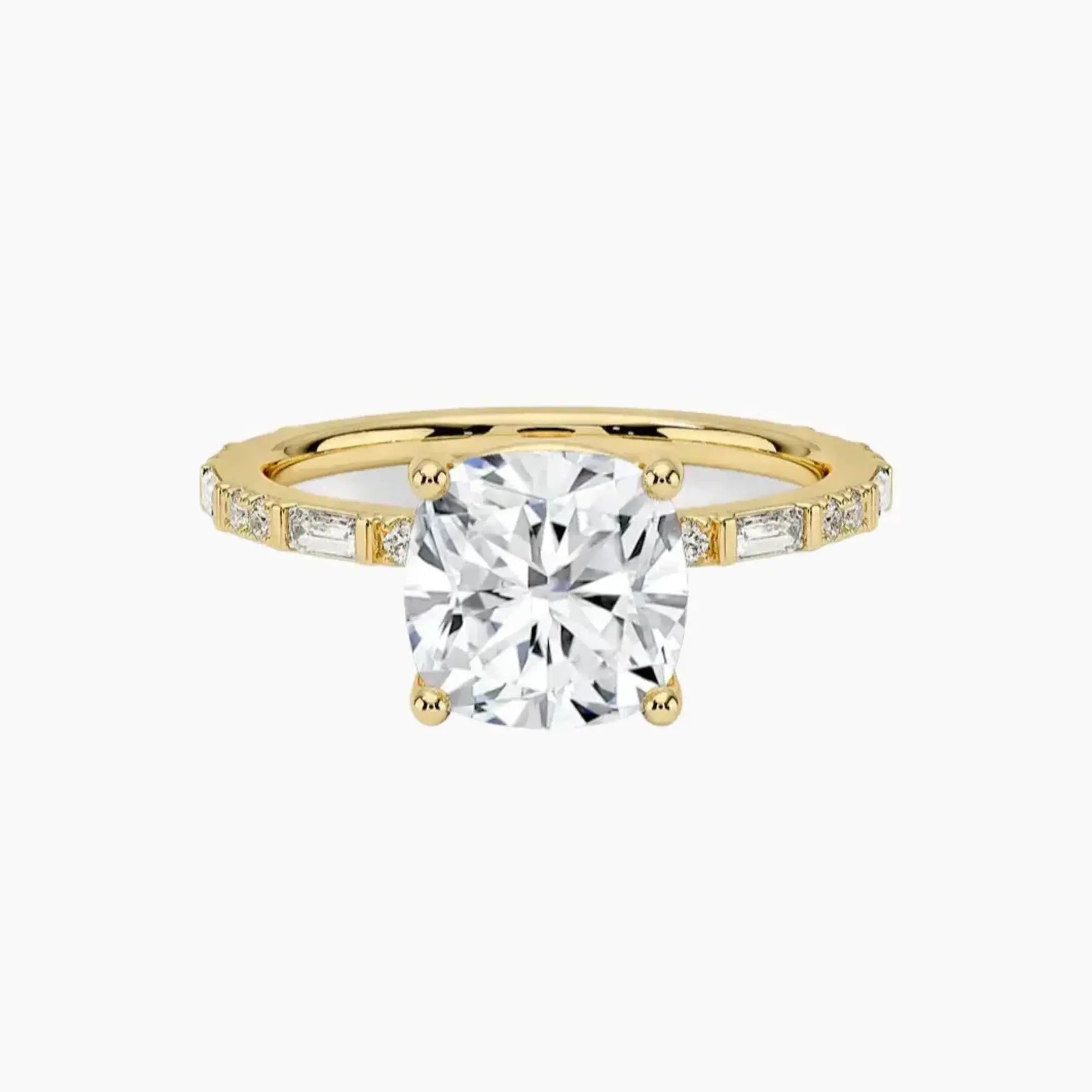 Evelina Cushion Designer Diamond Ring Setting in 14K Yellow Gold