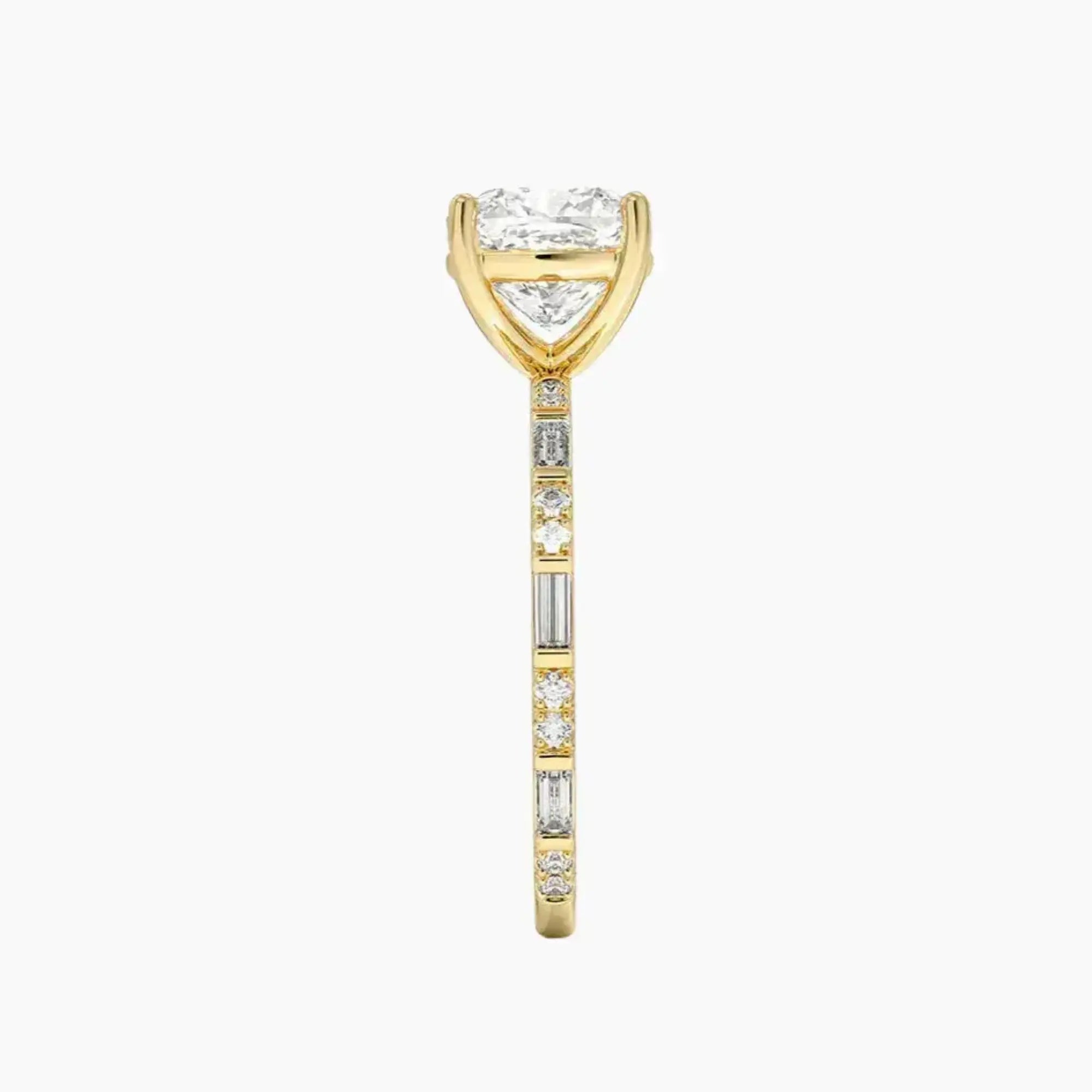 Evelina Cushion Designer 2.5 Carat Lab Grown Diamond Engagement Ring in 18K White Gold