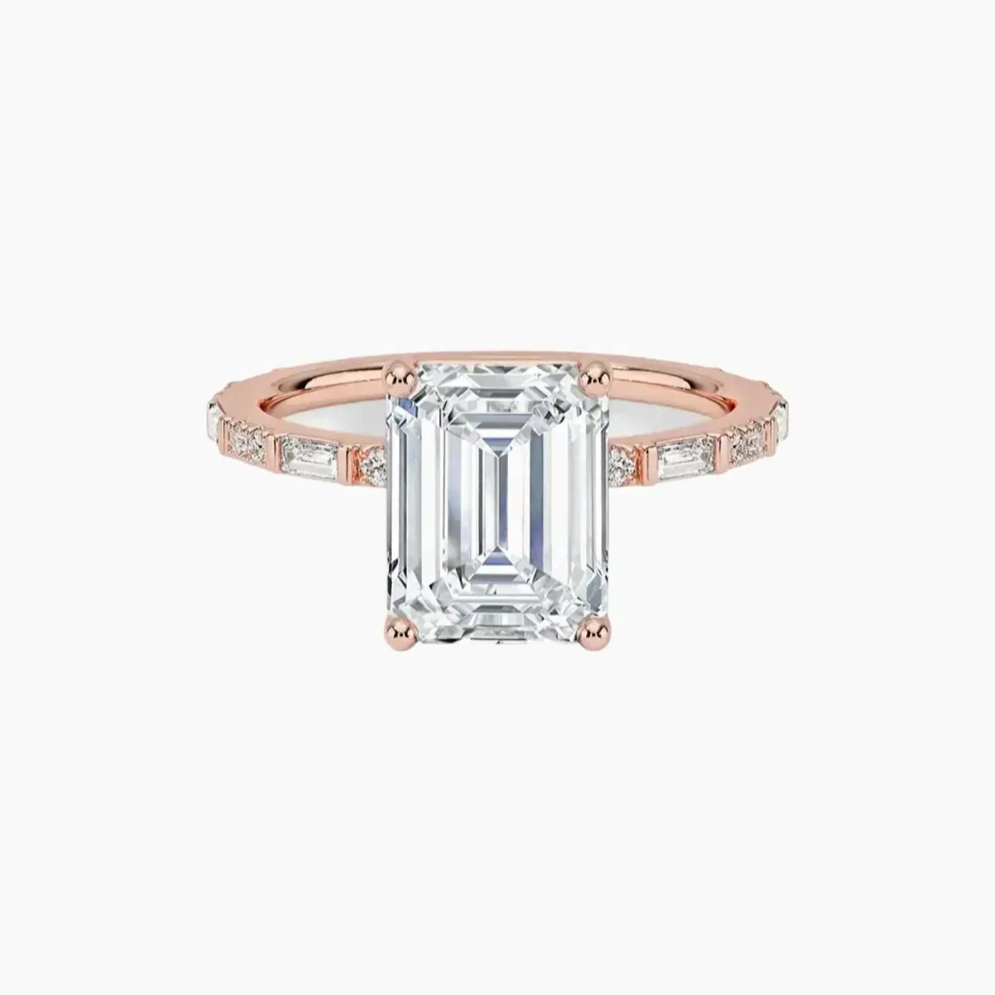 Evelina Emerald Designer 2 Carat Lab Grown Diamond Engagement Ring in 18K White Gold