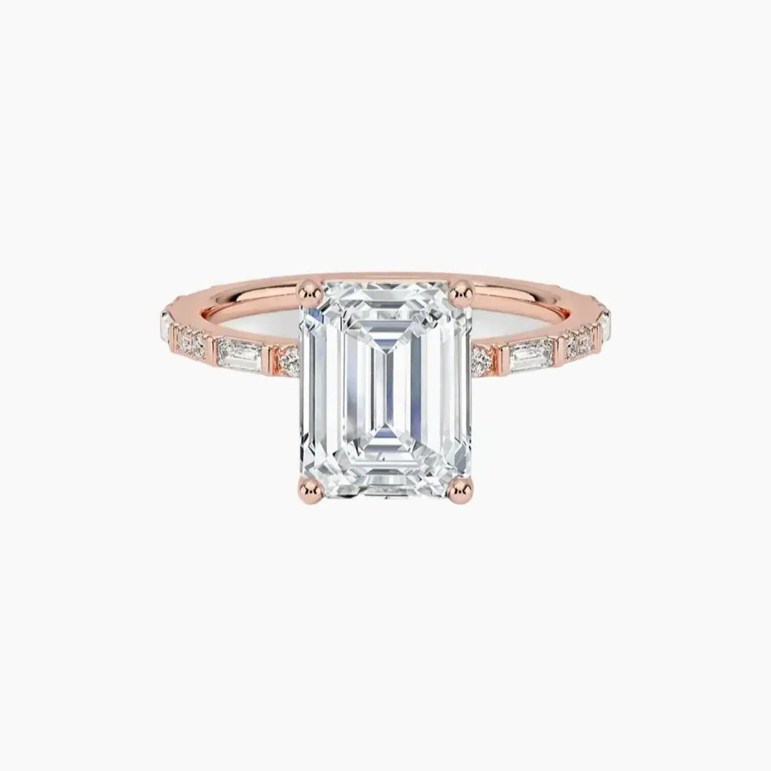 Evelina Emerald Designer 2.5 Carat Lab Grown Diamond Engagement Ring in 14K Rose Gold