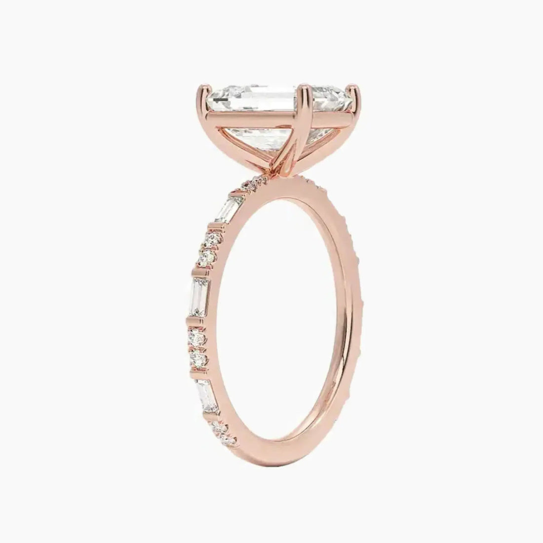 Evelina Emerald Designer 1 Carat Lab Grown Diamond Engagement Ring in 14K Yellow Gold