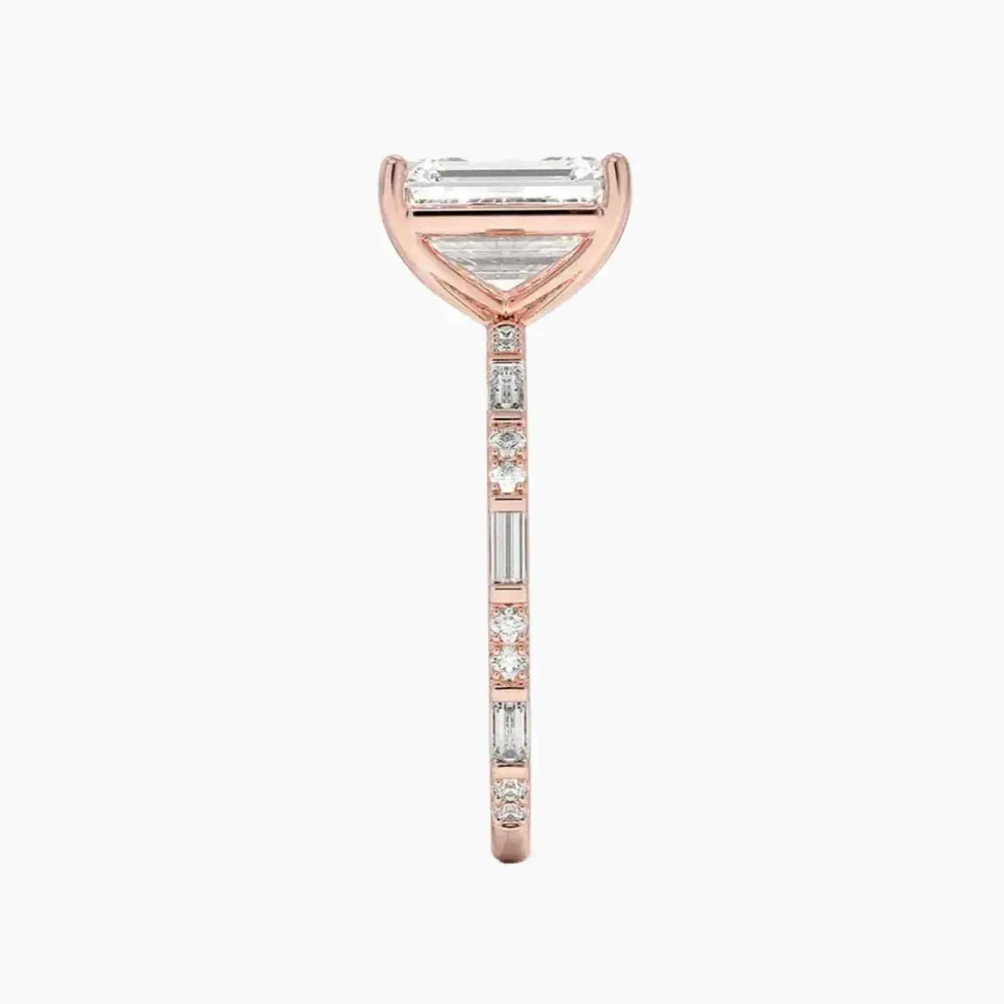 Evelina Emerald Designer 1.5 Carat Lab Grown Diamond Engagement Ring in 18K Rose Gold