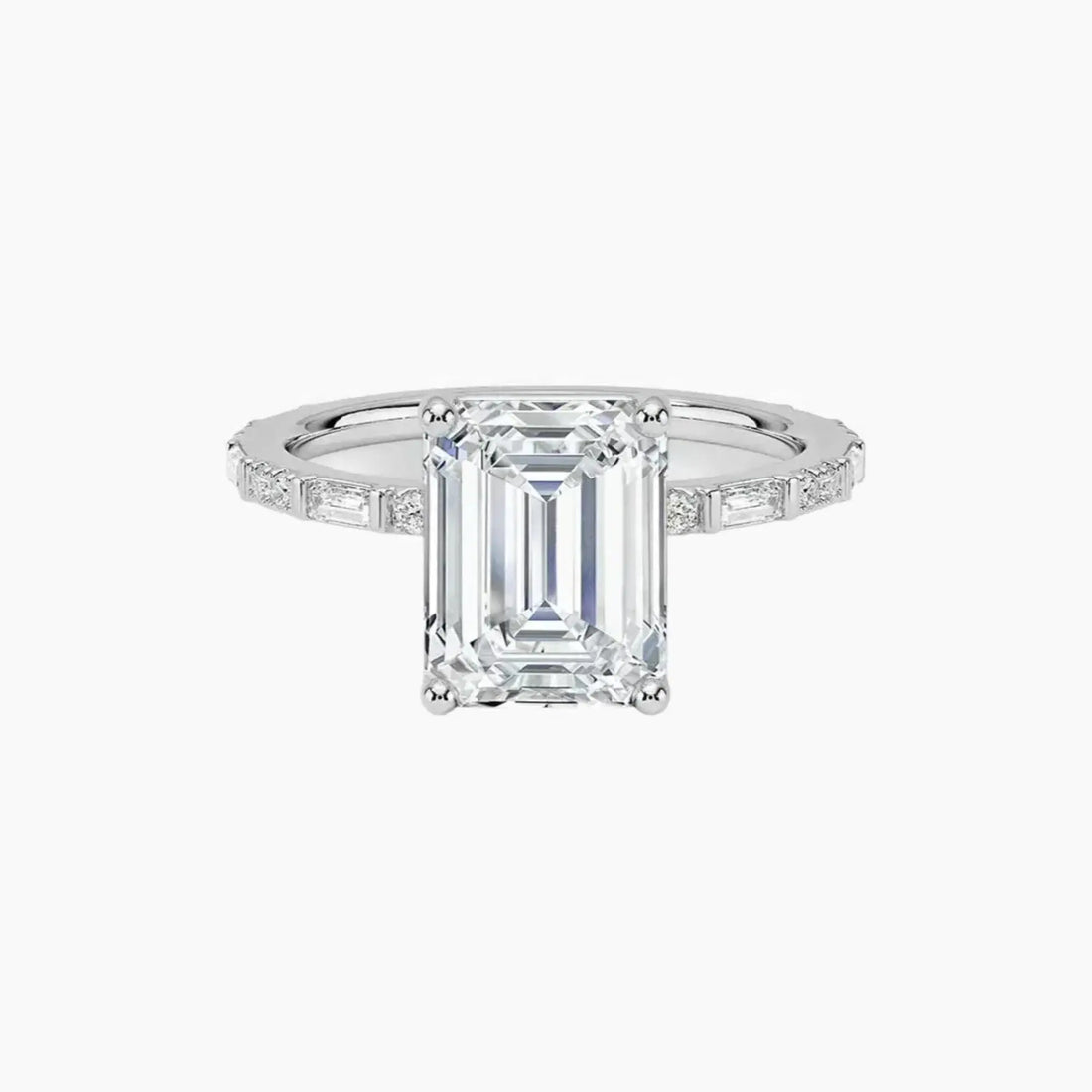 Evelina Emerald Designer Diamond Ring Setting in 18K White Gold