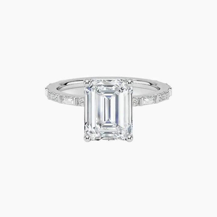 Evelina Emerald Designer 3 Carat Lab Grown Diamond Engagement Ring in 14K White Gold