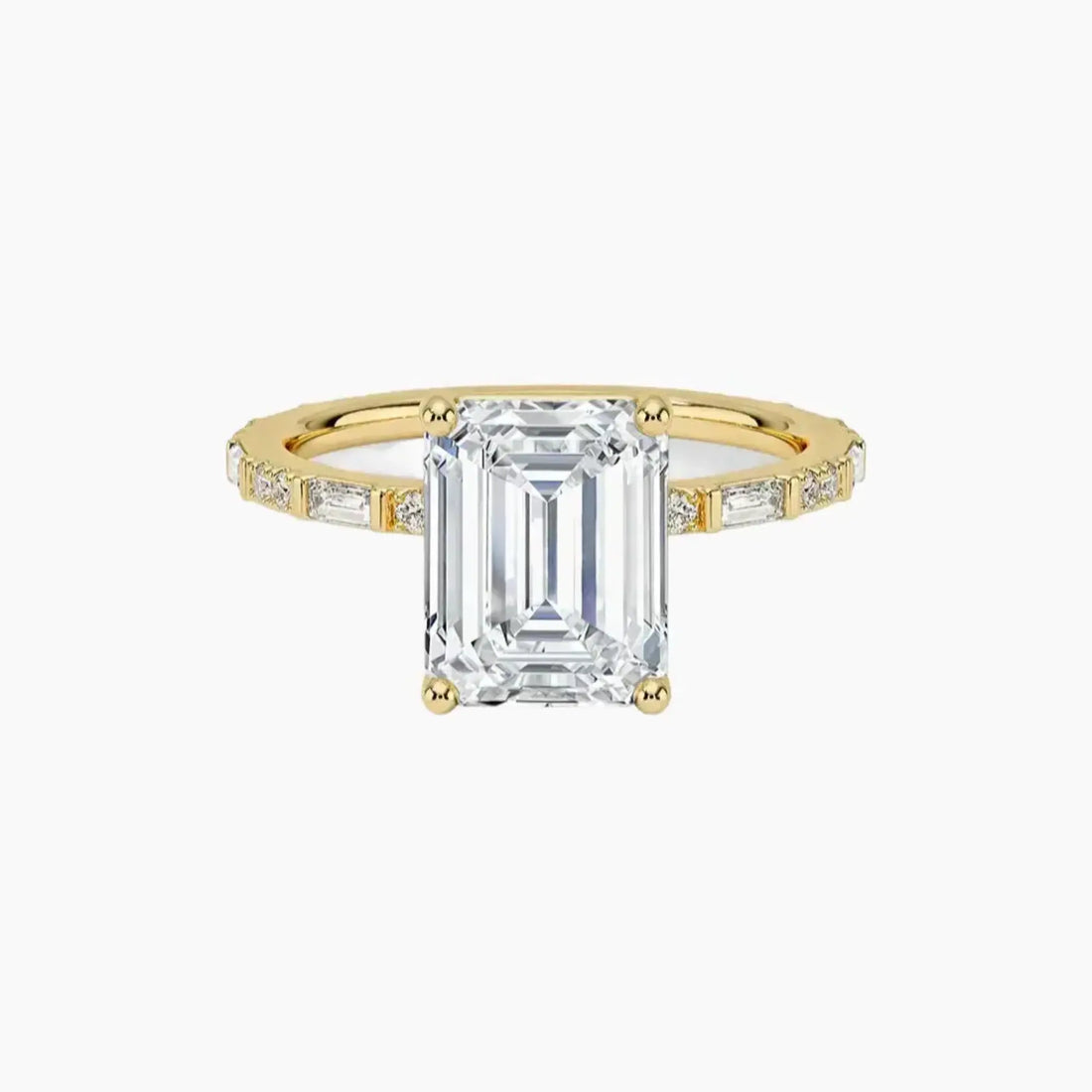 Evelina Emerald Designer 1 Carat Lab Grown Diamond Engagement Ring in 14K White Gold