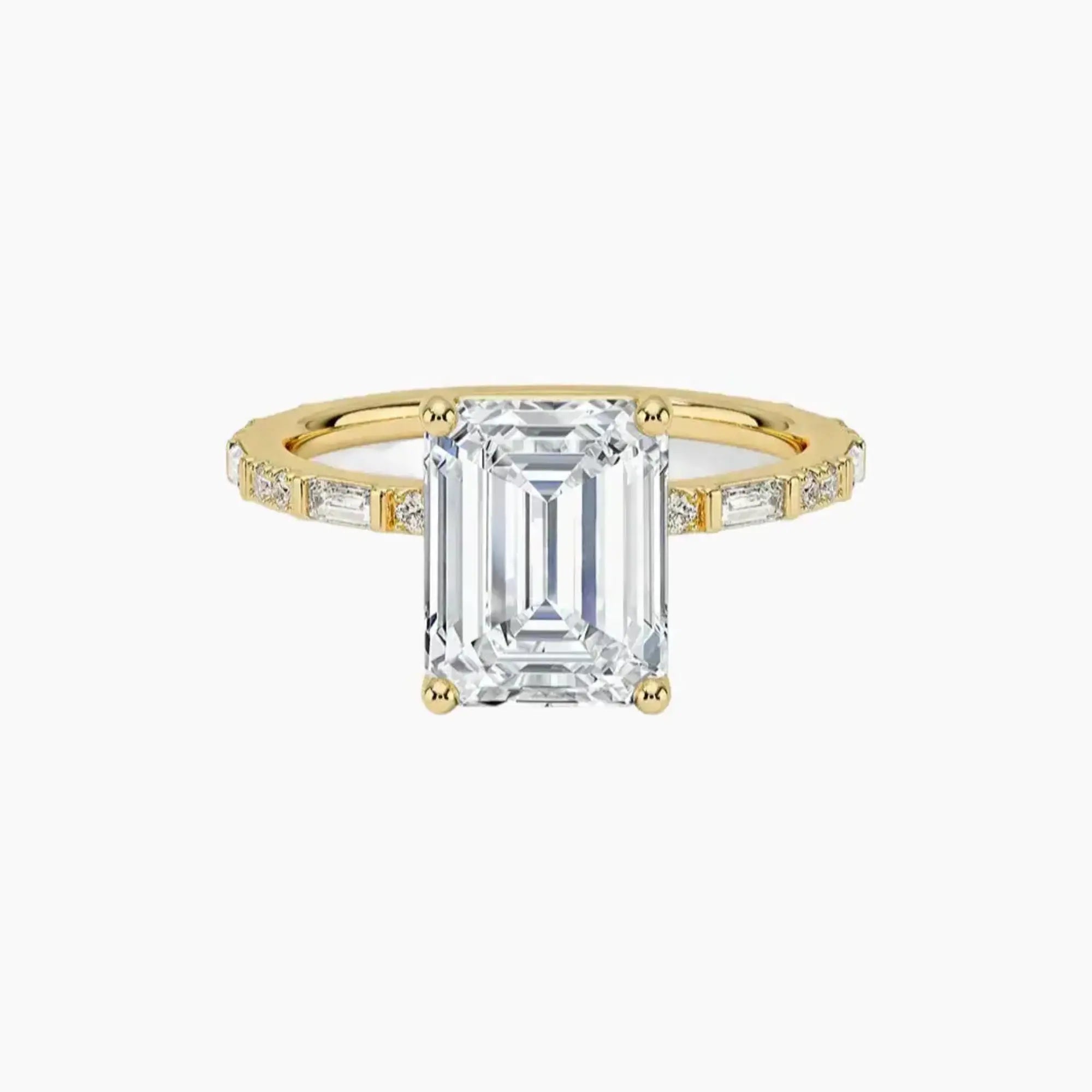 Evelina Emerald Designer 3 Carat Lab Grown Diamond Engagement Ring in 14K White Gold