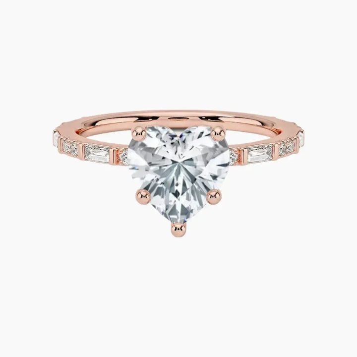 Evelina Heart Designer 2.5 Carat Lab Grown Diamond Engagement Ring in 18K Rose Gold
